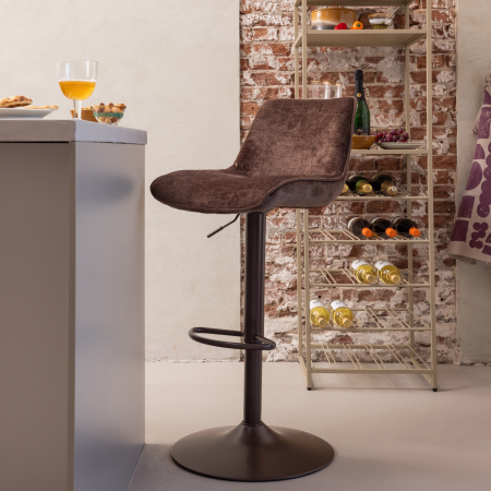 Scaun de bar Marten, chenille, maro inchis, 110 x 45 x 50 cm, WOOOD 377486-D [1]