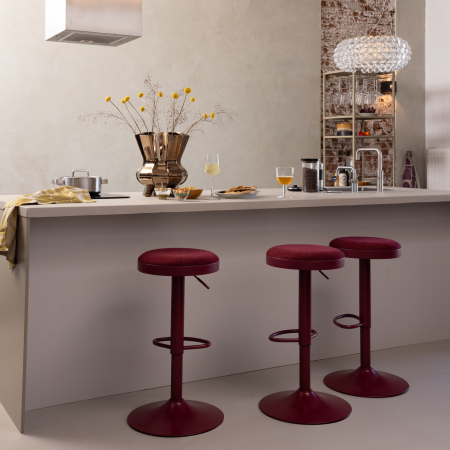 Scaun de bar Mevo, chenille, bordo, 82 x 42 x 42 cm, WOOOD 377972-O [2]