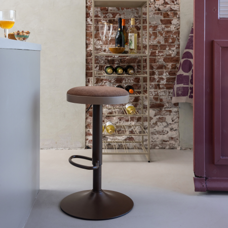 Scaun de bar Mevo, chenille, maro, 82 x 42 x 42 cm, WOOOD 377972-B [1]