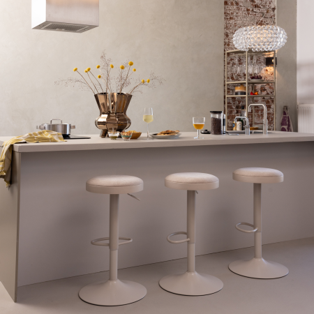 Scaun de bar Mevo, chenille, nisipiu, 82 x 42 x 42 cm, WOOOD 377972-Z [2]