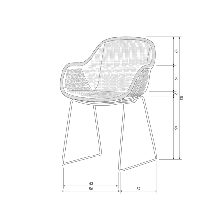 Scaun de gradina Willow, plastic, natur, 83 x 56 x 57 cm, WOOOD 373928-N [8]