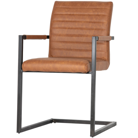 Scaune - Scaun dining Bas, piele ecologica (PU), coniac, 87 x 54 x 62 cm, WOOOD 376052-C