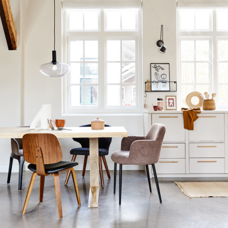 Scaun dining Classic, lemn, negru/nuc, 81 x 48 x 50 cm, vtwonen 377147-ZW [1]