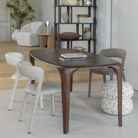 Scaun dining Noble, piele ecologica, nisipiu, 76 x 51 x 56 cm, WOOOD 801419-A [1]