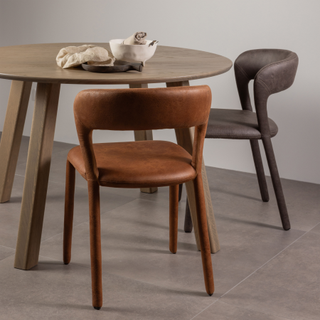 Scaun dining Noble, piele ecologica (PU), coniac, 76 x 51 x 56 cm, WOOOD 801419-B [1]