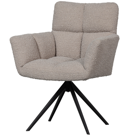 Mobilier - Scaun dining pivotant Vinny, boucle, nisipiu, 89 x 70 x 61 cm, WOOOD 377337-Z