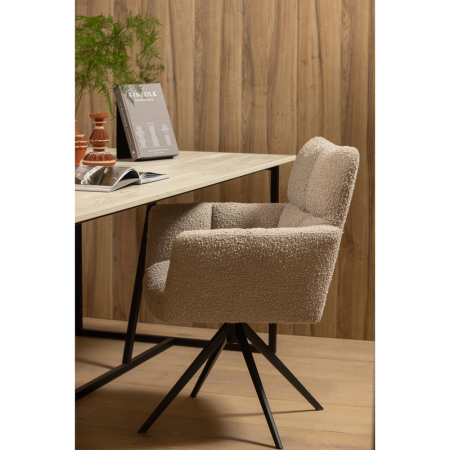 Scaun dining pivotant Vinny, boucle, nisipiu, 89 x 70 x 61 cm, WOOOD 377337-Z [1]