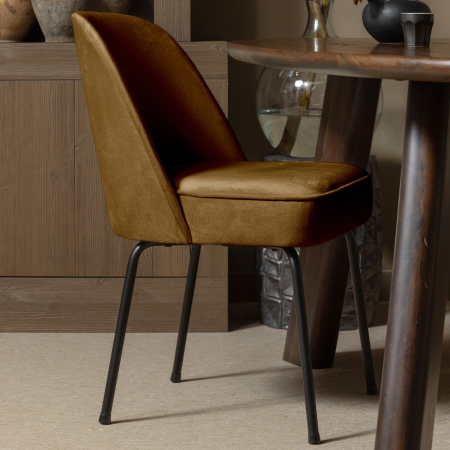 Scaun dining Vogue, catifea, galben miere, 83 x 50 x 57 cm, WOOOD 800816-G [1]