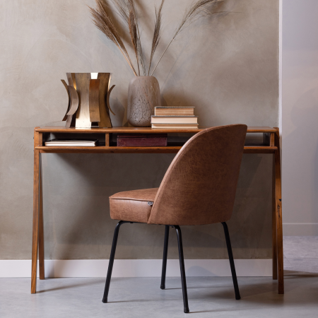 Scaun dining Vogue, piele reciclata si poliester, coniac, 83 x 50 x 57 cm, WOOOD 800816-B [1]