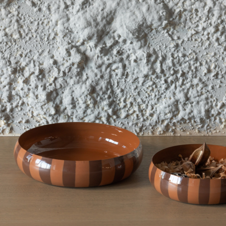 Set 2 bol decorativ Orba, metal, maro/roz, 6 x 32 x 32 cm, WOOOD 377875-B [1]