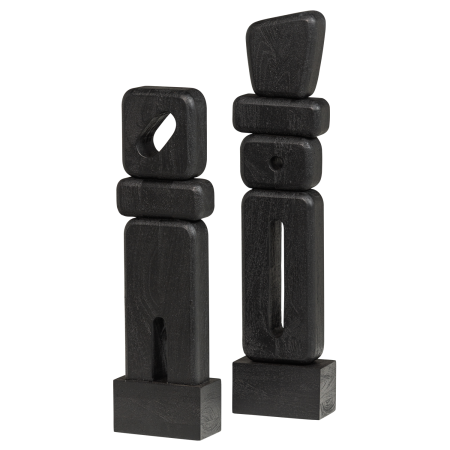 Obiecte Decorative - Set 2 ornamente decorative Elon, lemn de mango, negru, 66 x 15 x 8 cm, WOOOD 377943-Z
