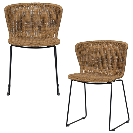 Scaune - Set 2 scaune de gradina Wings, ratan sintetic, natur, 78 x 55 x 54 cm, WOOOD 378616-NA