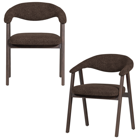 Scaune - Set 2 scaune dining Avar, tesatura, maro, 77 x 60 x 60 cm, WOOOD 377990-B