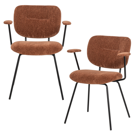 Scaune - Set 2 scaune dining Brint, chenille tesut, maro ruginiu, 80 x 63 x 58 cm, WOOOD 378086-R