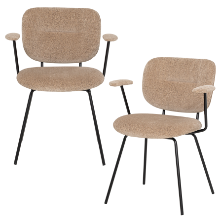 Scaune - Set 2 scaune dining Brint, chenille tesut, nisipiu, 80 x 63 x 58 cm, WOOOD 378086-Z