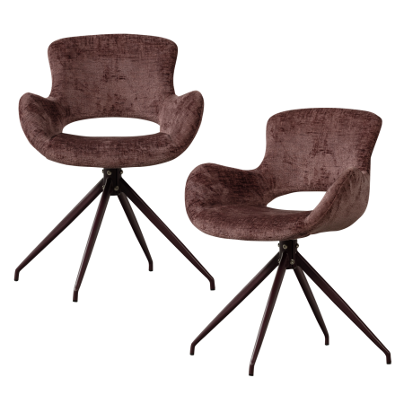 Scaune - Set 2 scaune dining Eliva, catifea structurata, mov, 82 x 58 x 58 cm, WOOOD 377562-P