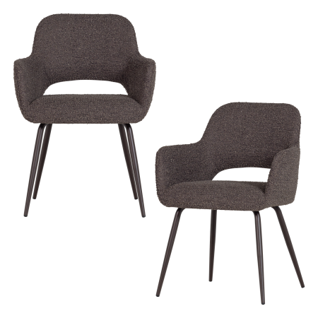 Scaune - Set 2 scaune dining Jenny, boucle, maro melanj, 80 x 58 x 58 cm, WOOOD 374076-DM