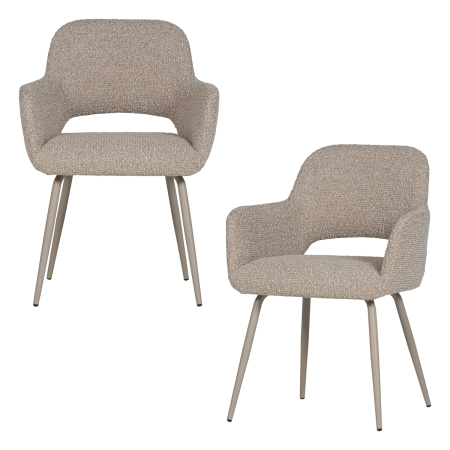 Scaune - Set 2 scaune dining Jenny, boucle, nisipiu melanj, 80 x 58 x 58 cm, WOOOD 374076-ZM