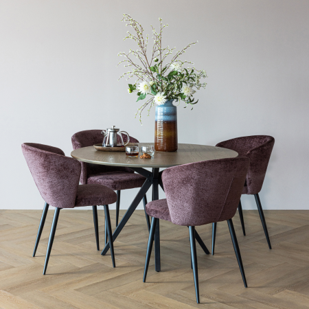 Set 2 scaune dining Luse, catifea, mov, 84 x 57 x 61 cm, WOOOD 377986-P [1]