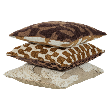 Perne Decorative - Set 3 perne decorative Fayden, bumbac, natur, 45 x 45 x 10 cm, WOOOD 377576-B