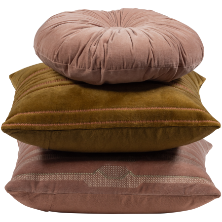 Set 3 perne decorative Feis, bumbac, roz, 45 x 45 x 10 cm, WOOOD 377564-RN [3]