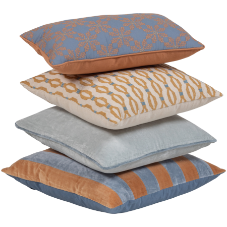 Perne Decorative - Set 4 perne decorative Lira, bumbac, albastru/portocaliu, 50 x 50 x 10 cm, WOOOD 377779-B