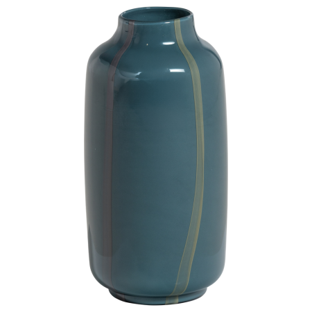 Obiecte Decorative - Vaza decorativa Selena, sticla, albastru petrol, 35 x 18 x 18 cm, WOOOD 377479-W