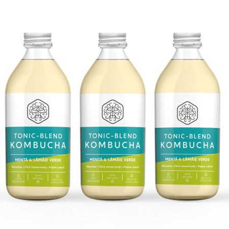 BAUTURI & SUCURI NATURALE - kombucha-bio-menta-lamaie-verde-330ml-tonic-blend