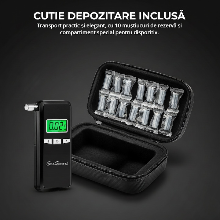 Alcooltest digital EvoSmart AD80 cu cutie și 10 muștiucuri [11]