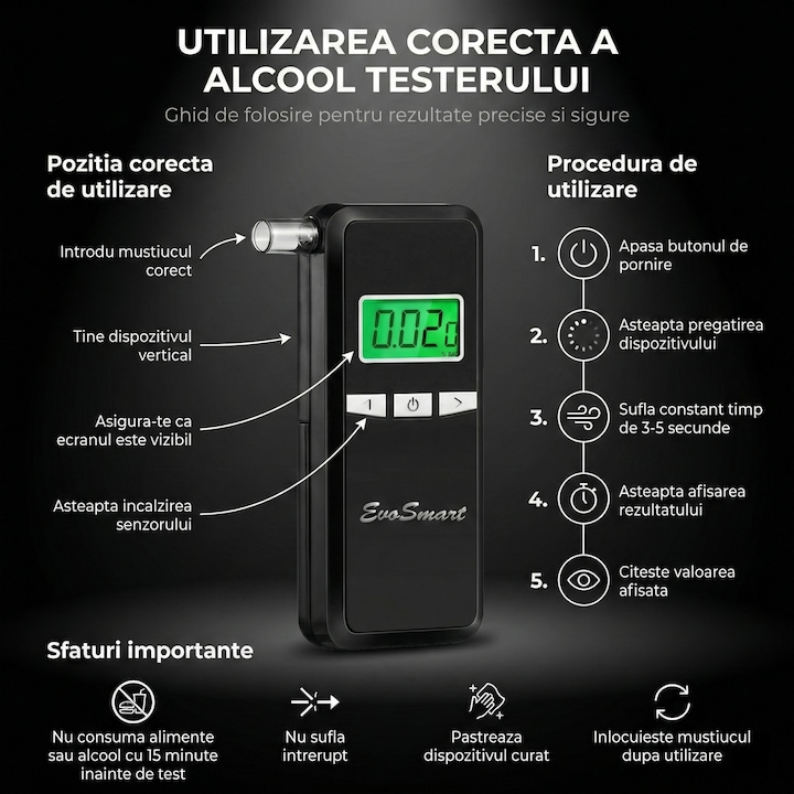 Alcooltest digital EvoSmart AD80 cu cutie și 10 muștiucuri [14]