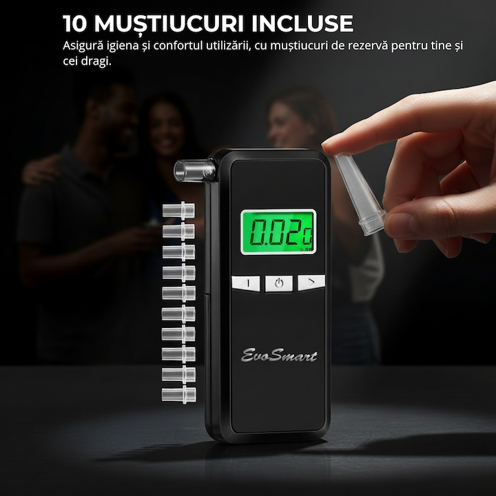 Alcooltest digital EvoSmart AD80 cu cutie și 10 muștiucuri [9]