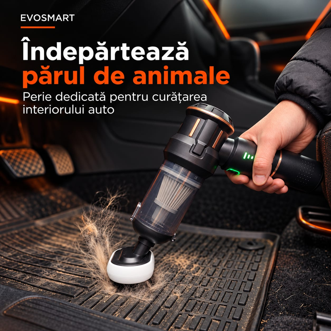 Aspirator auto fara fir EvoSmart 4-in-1 cu accesorii, filtre si geanta [3]