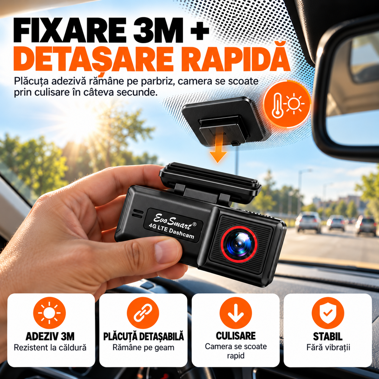 Cameră auto de bord EvoSmart U426 4K cu 4G LTE și GPS – kit complet [13]