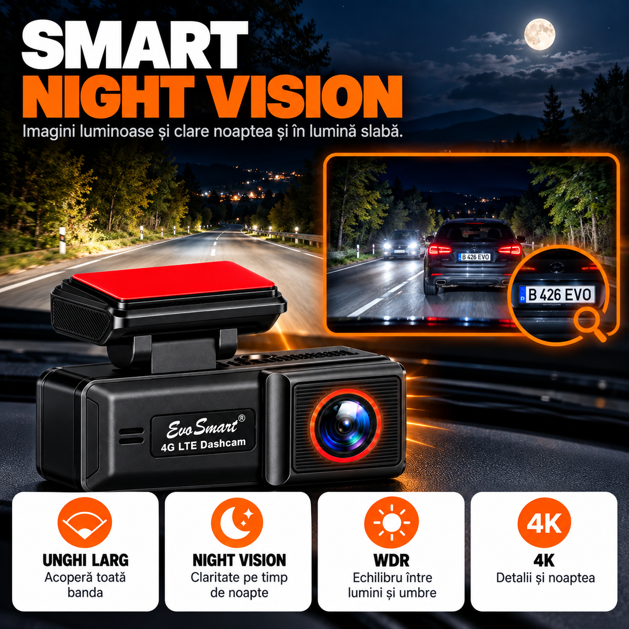 Cameră auto de bord EvoSmart U426 4K cu 4G LTE și GPS – kit complet [11]