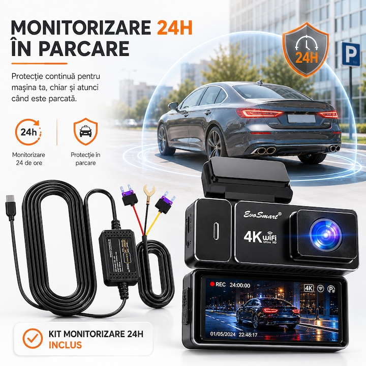 Cameră auto de bord EvoSmart 838 4K cu cameră spate [5]