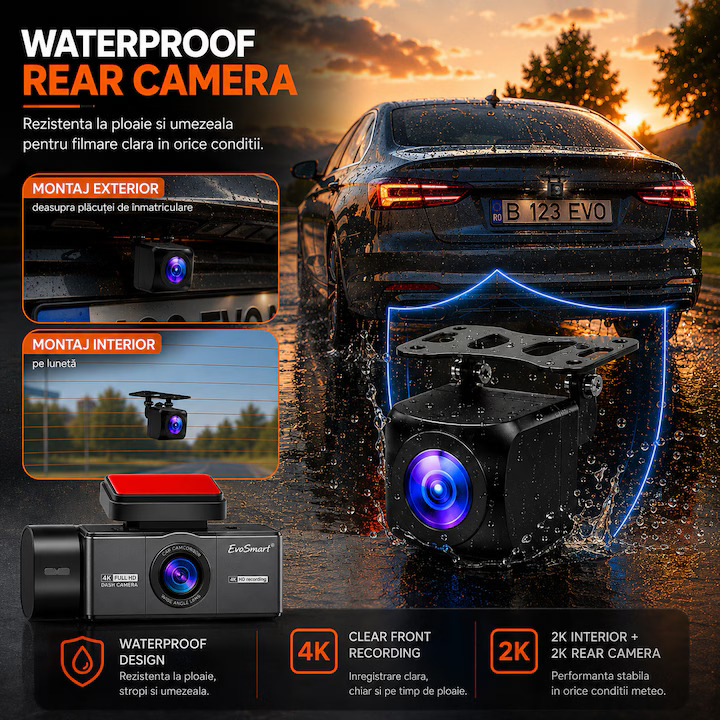 Cameră auto de bord EvoSmart Y226 cu 3 camere 4K + 2K + 2K [6]