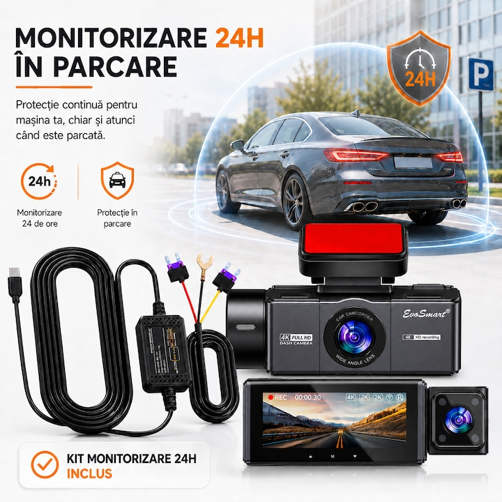 Cameră auto de bord EvoSmart Y226 cu 3 camere 4K + 2K + 2K [3]