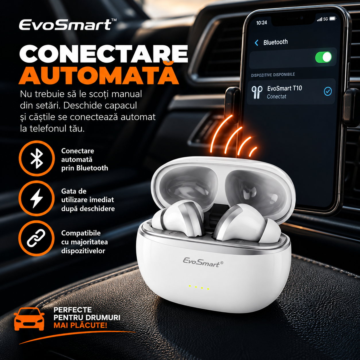 Casti Wireless Bluetooth EvoSmart™ T10 [2]