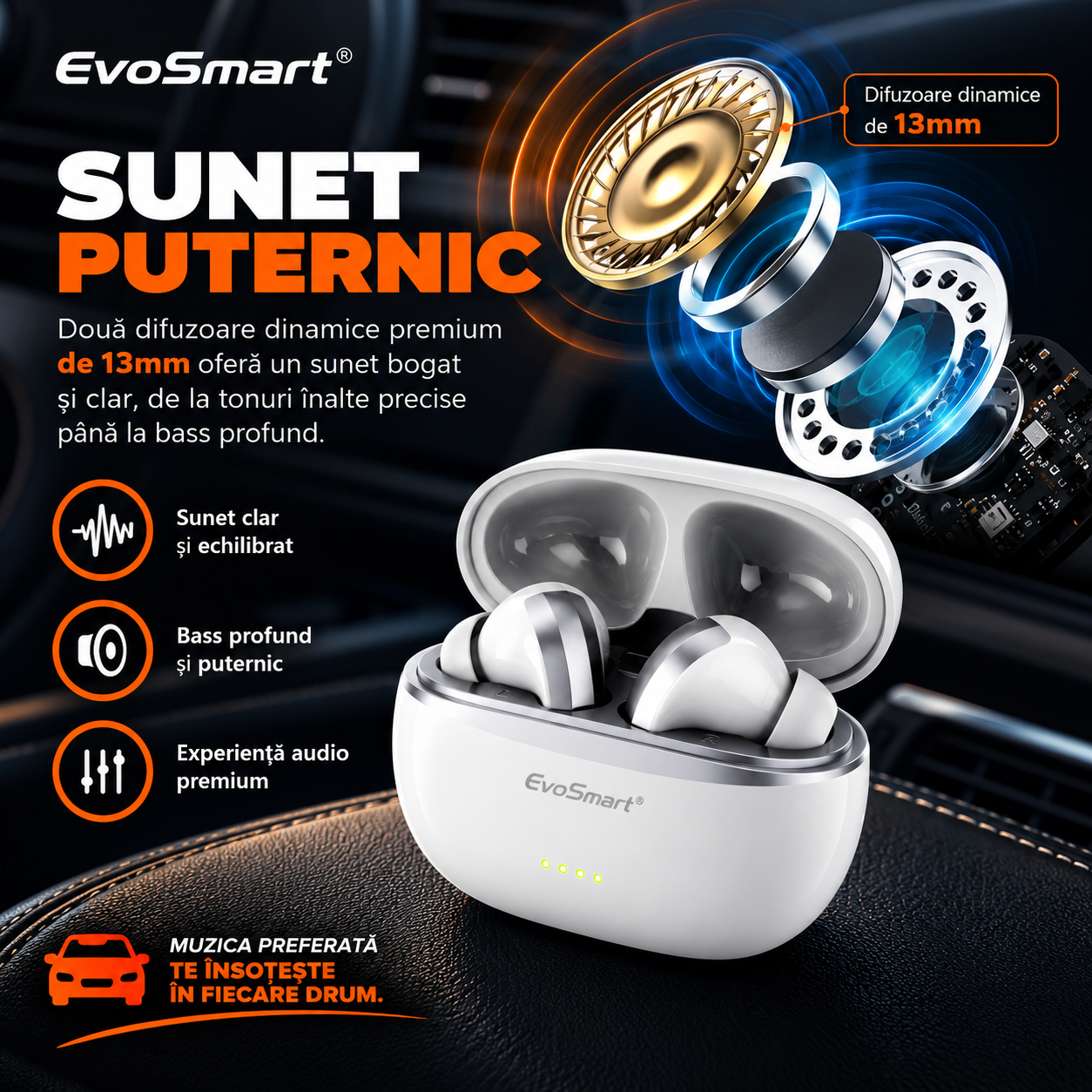 Casti Wireless Bluetooth EvoSmart™ T10 [4]