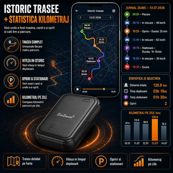 GPS Tracker auto EvoSmart P7 4G magnetic cu aplicație mobilă [6]