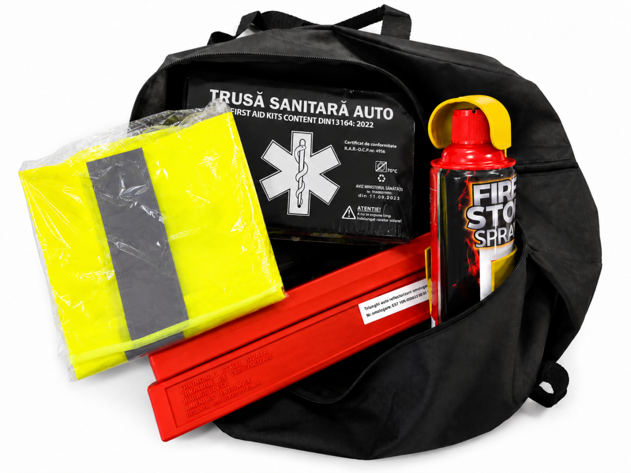 Kit siguranță auto EvoSmart omologat RAR cu trusă, triunghiuri, stingător și vestă [2]