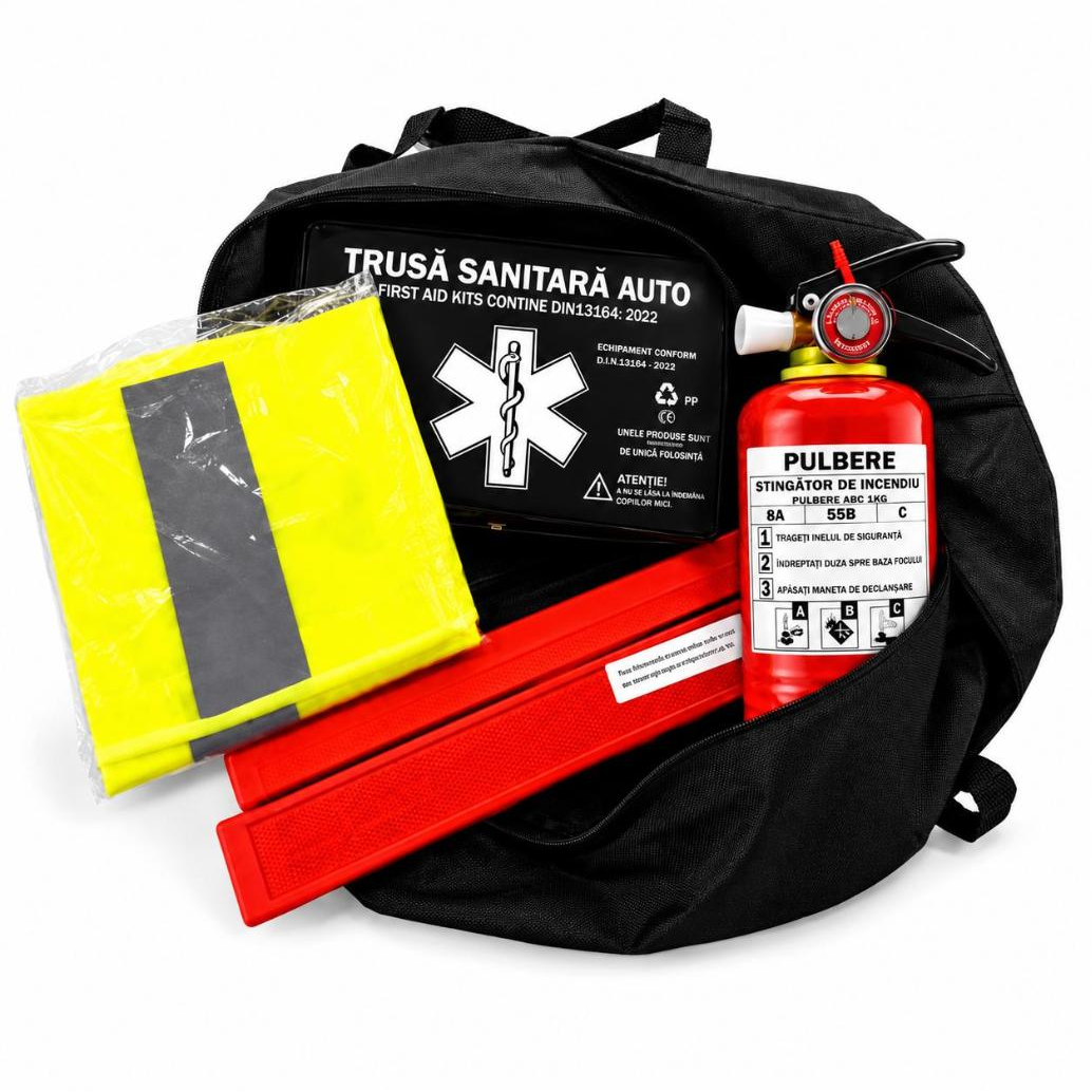 Kit siguranță auto EvoSmart omologat RAR cu trusă, triunghiuri, stingător și vestă [2]