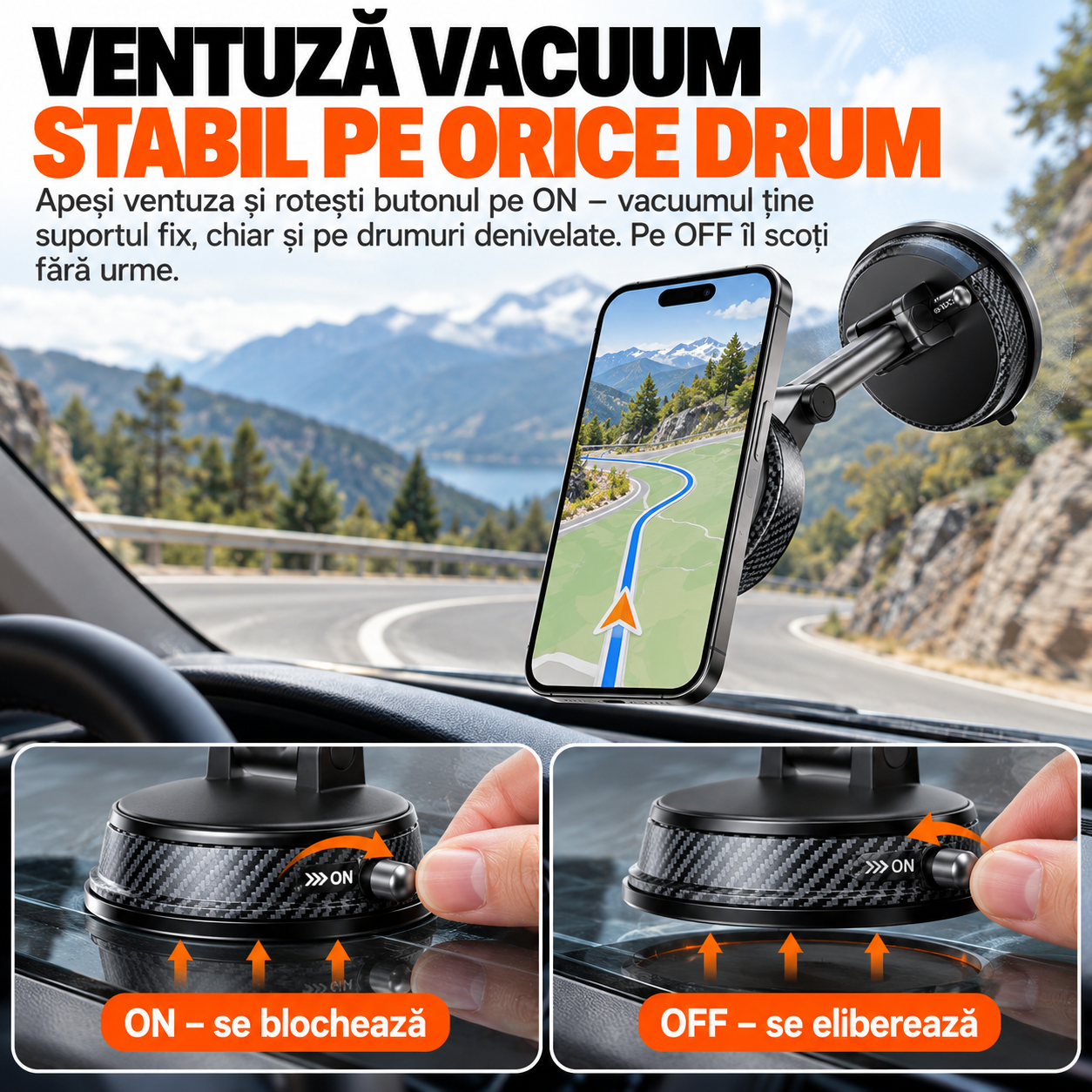 Suport Telefon Auto Magnetic EvoSmart A14 cu Încărcare Wireless 15W, Ventuză Vacuum, Rotire 1080°, Pliabil [4]
