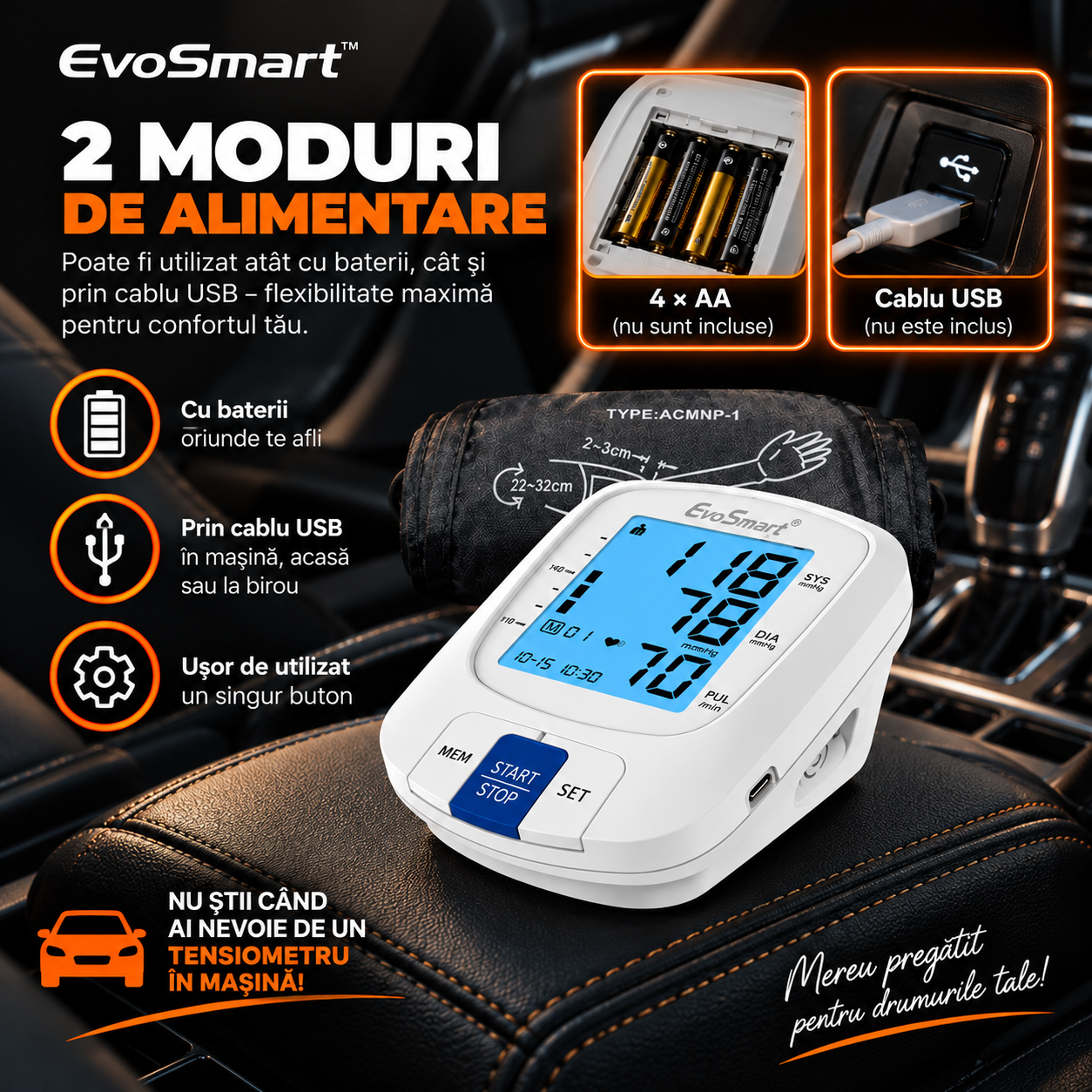 Tensiometru de brat EvoSmart™ 808 Portabil Auto [13]