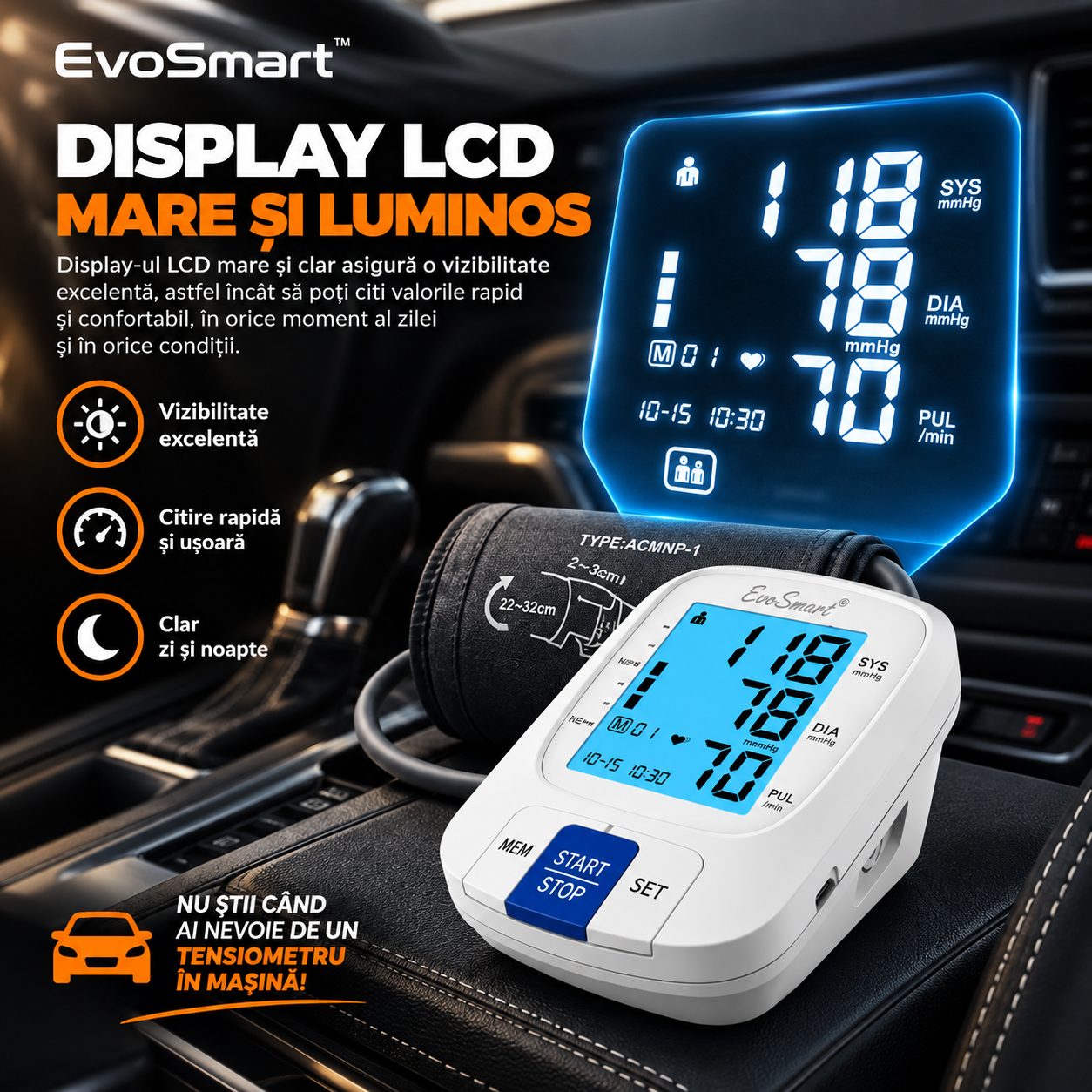 Tensiometru de brat EvoSmart™ 808 Portabil Auto [3]