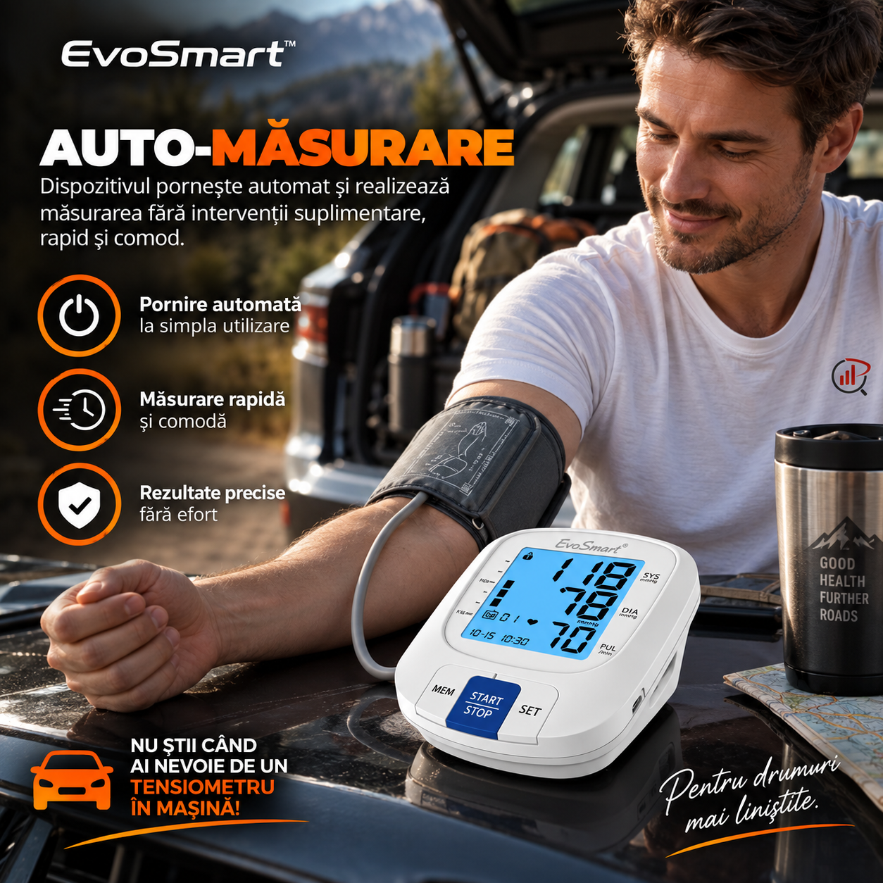 Tensiometru de brat EvoSmart™ 808 Portabil Auto [6]
