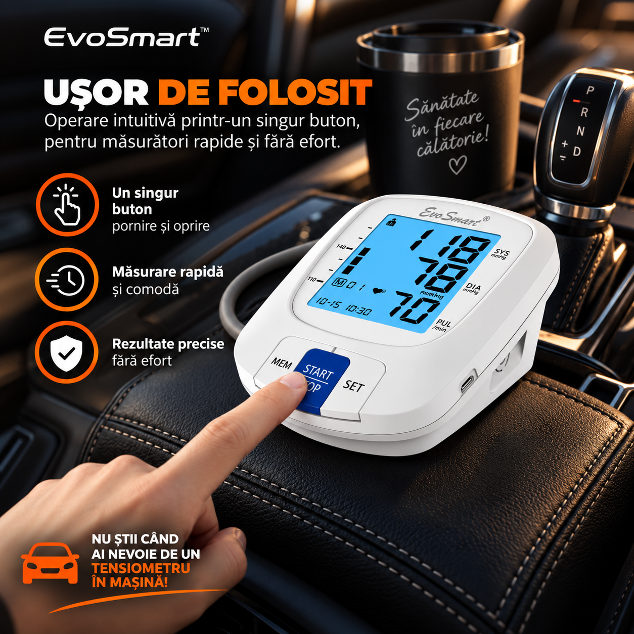 Tensiometru de brat EvoSmart™ 808 Portabil Auto [12]