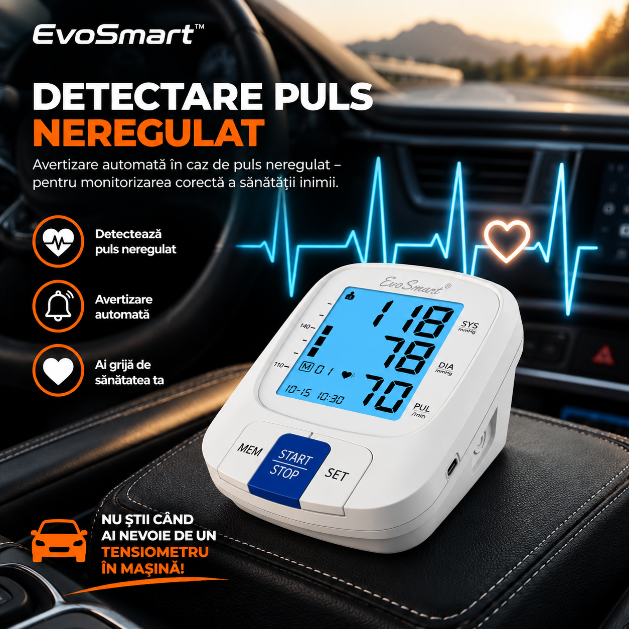 Tensiometru de brat EvoSmart™ 808 Portabil Auto [5]