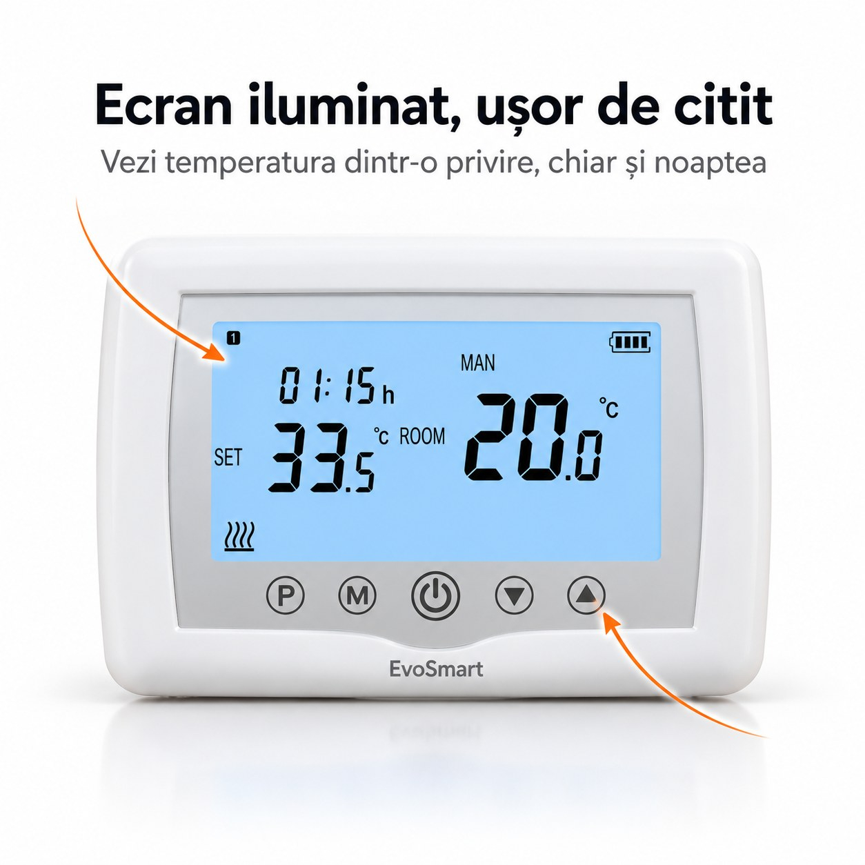 Termostat Inteligent Wi-Fi EvoSmart WT-08 Fără Fir, Control din Aplicație, pe Baterii, Alb [7]