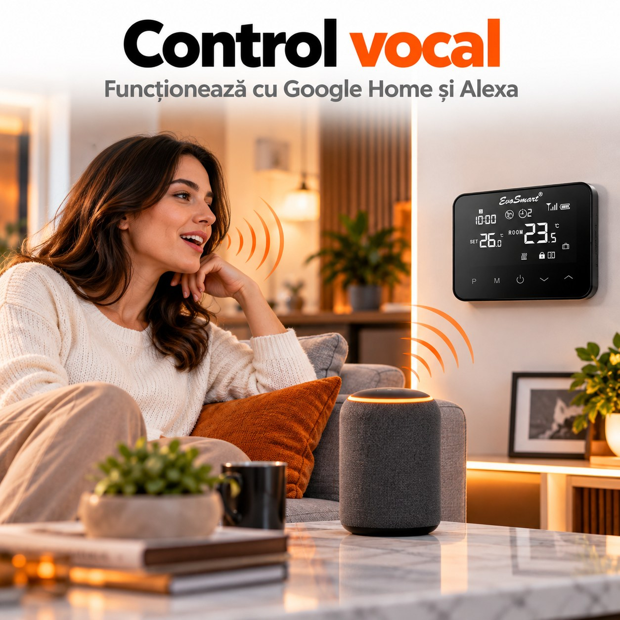 Termostat Inteligent Wi-Fi EvoSmart WT-20 Fără Fir, Control din Aplicație, Ecran Tactil [5]